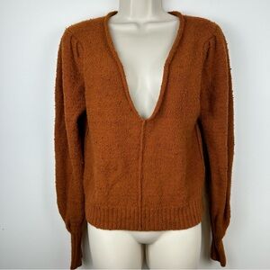 Free People Reverie V-neck Balloon Sleeve Sweater Sz XS